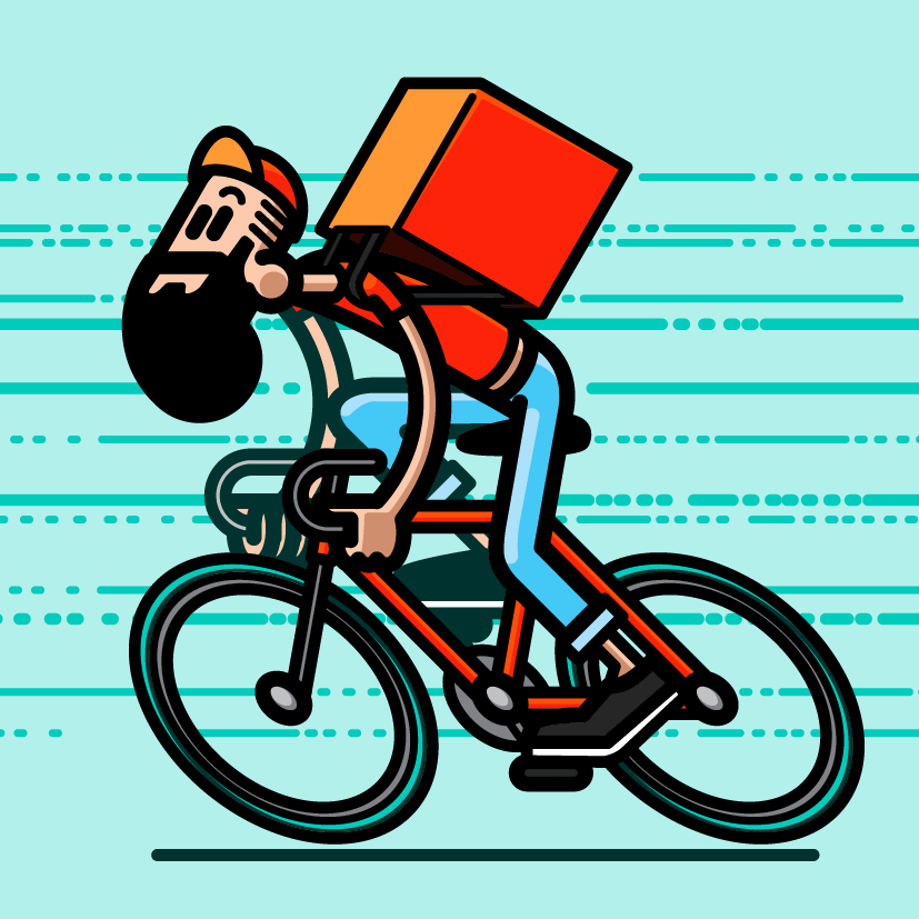 karakter illustratie bike bicycle messenger Deliverator A02