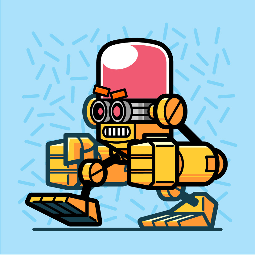 karakter illustratie cartoon robot BreinBot blauw